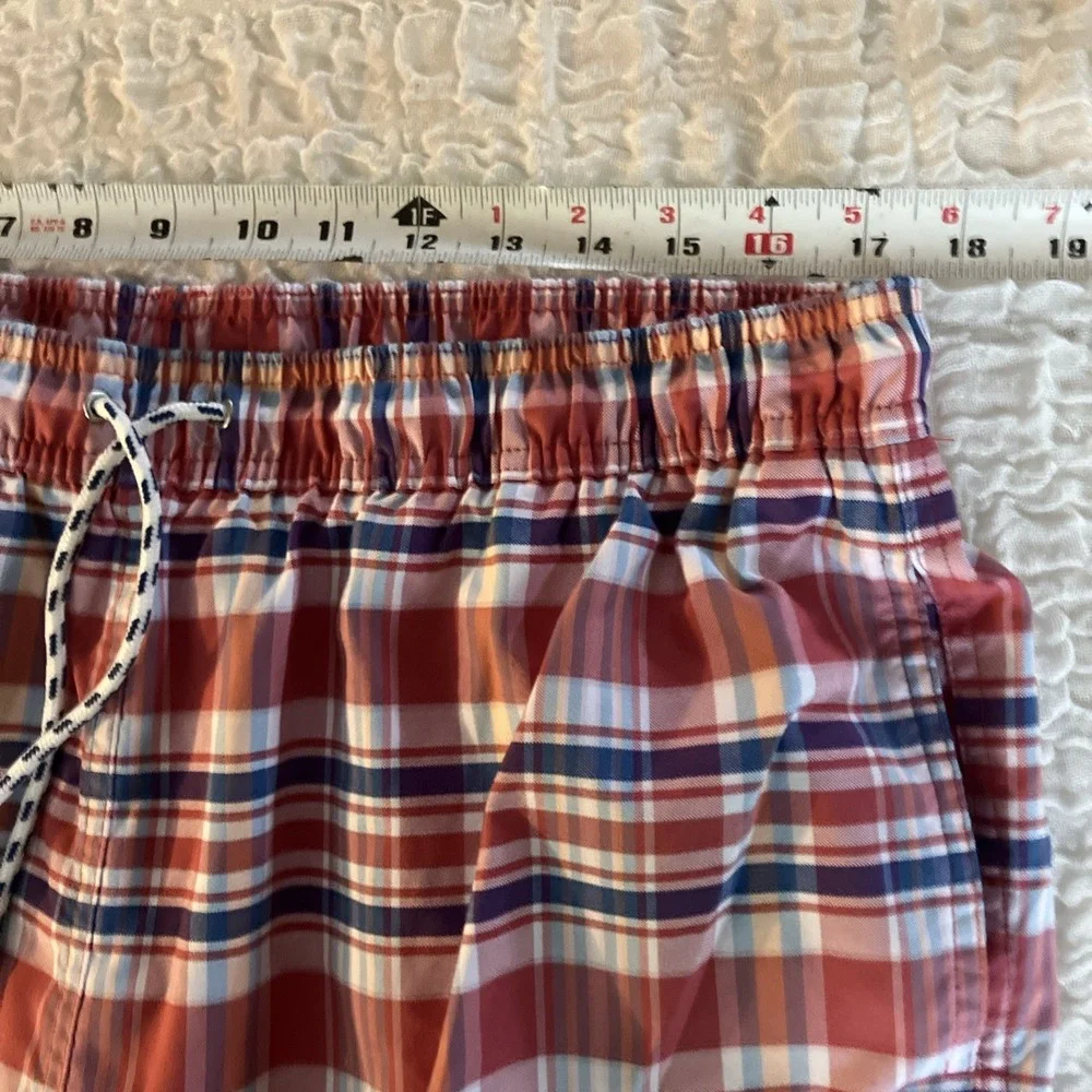 Brooks Brothers Plaid Swim Shorts‎ Trunks XL Red White Blue Mens Drawstring